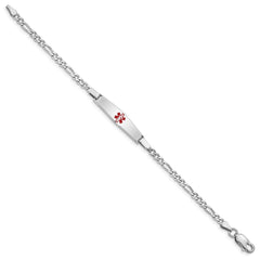 Sterling Silver Rhod-plated Children's Medical ID Bracelet w/Figaro XSM56