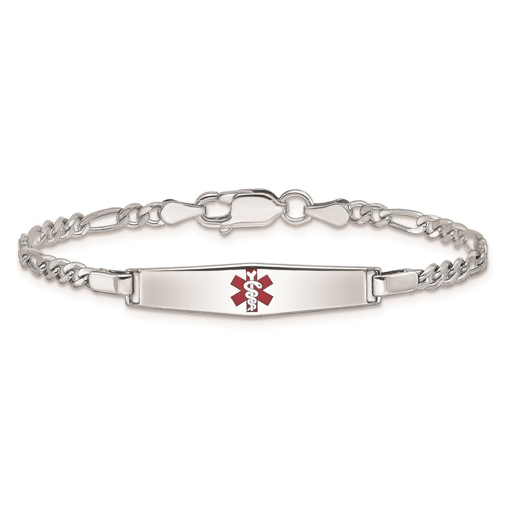 Sterling Silver Rhod-plated Children's Medical ID Bracelet w/Figaro XSM56