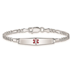Sterling Silver Rhod-plated Children's Medical ID Bracelet w/Figaro XSM56