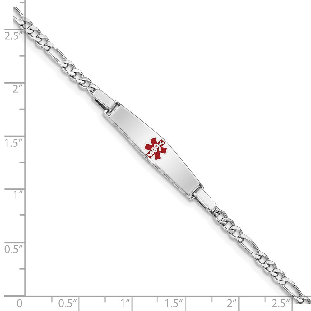 Sterling Silver Rhod-plated Children's Medical ID Bracelet w/Figaro XSM56