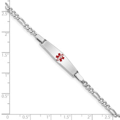 Sterling Silver Rhod-plated Children's Medical ID Bracelet w/Figaro XSM56