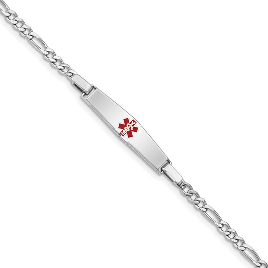 Sterling Silver Rhod-plated Children's Medical ID Bracelet w/Figaro XSM56