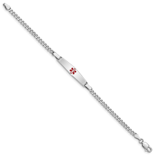 Sterling Silver Rhod-plated Children's Medical ID Curb Link Bracelet XSM57
