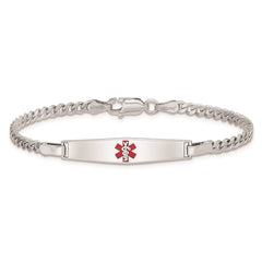 Sterling Silver Rhod-plated Children's Medical ID Curb Link Bracelet XSM57