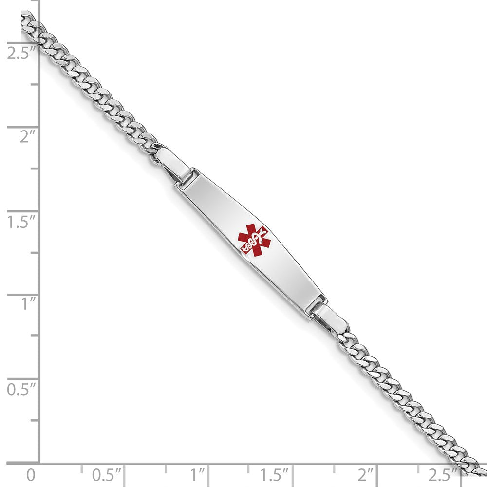 Sterling Silver Rhod-plated Children's Medical ID Curb Link Bracelet XSM57