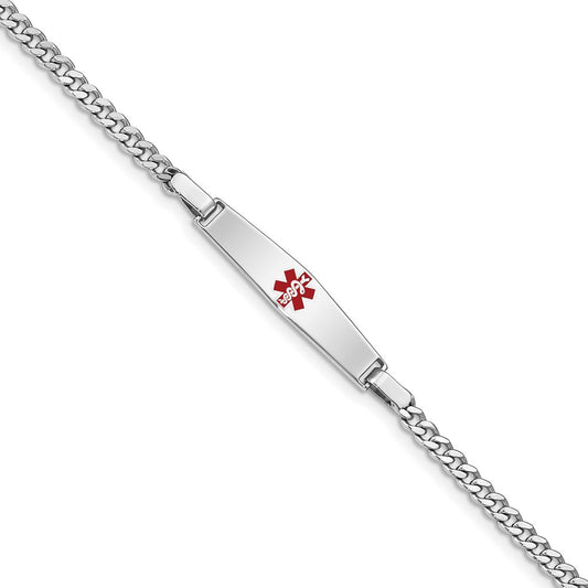 Sterling Silver Rhod-plated Children's Medical ID Curb Link Bracelet XSM57