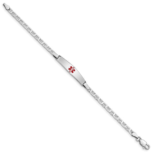 Sterling Silver Rhod-plated Children's Medical ID Anchor Link Bracelet XSM58