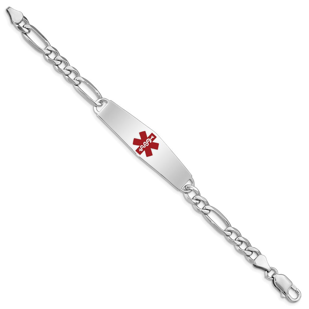 Sterling Silver Rhodium-plated Medical ID Figaro Link Bracelet XSM7