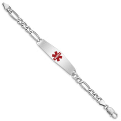 Sterling Silver Rhodium-plated Medical ID Figaro Link Bracelet XSM7