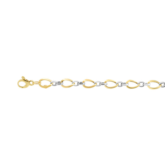 Two-tone Gold Polished Fancy Chain Links Bracelet