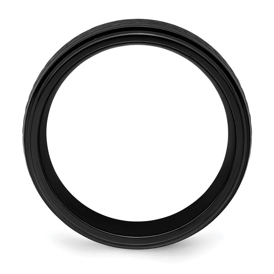 Chisel Black Zirconium Polished 8mm Ridged Edge Band