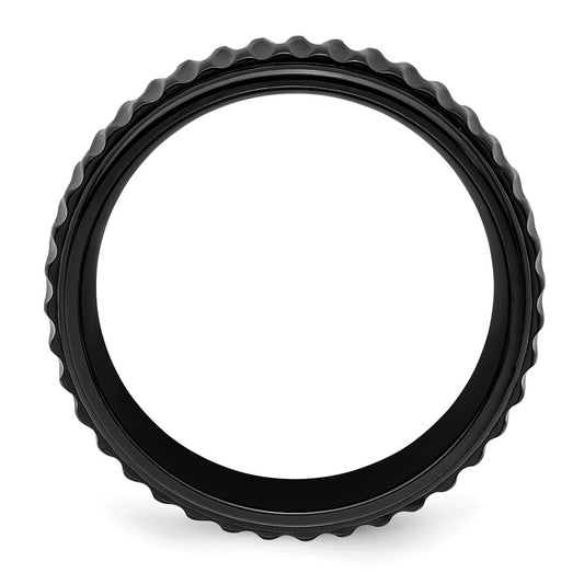 Chisel Black Zirconium Polished 8mm Grooved Band