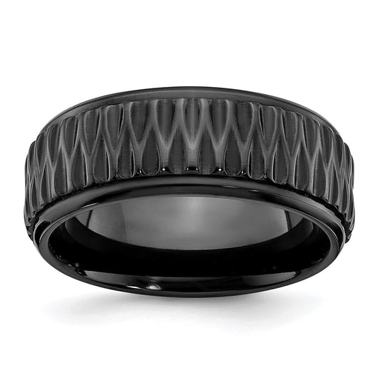 Chisel Black Zirconium Polished 8mm Grooved Band