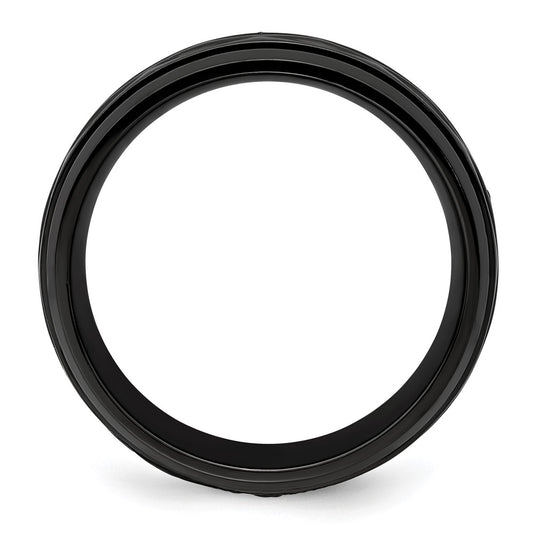 Chisel Black Zirconium Polished and Diamond-cut 8mm Band