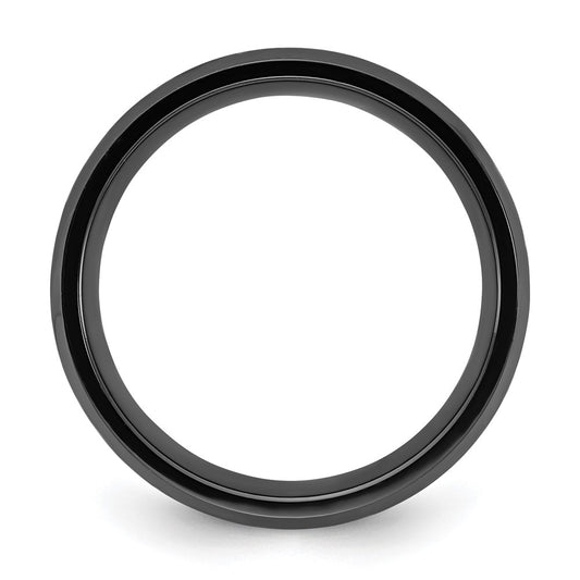 Chisel Black Zirconium Polished with Black Carbon Fiber Inlay 8mm Band
