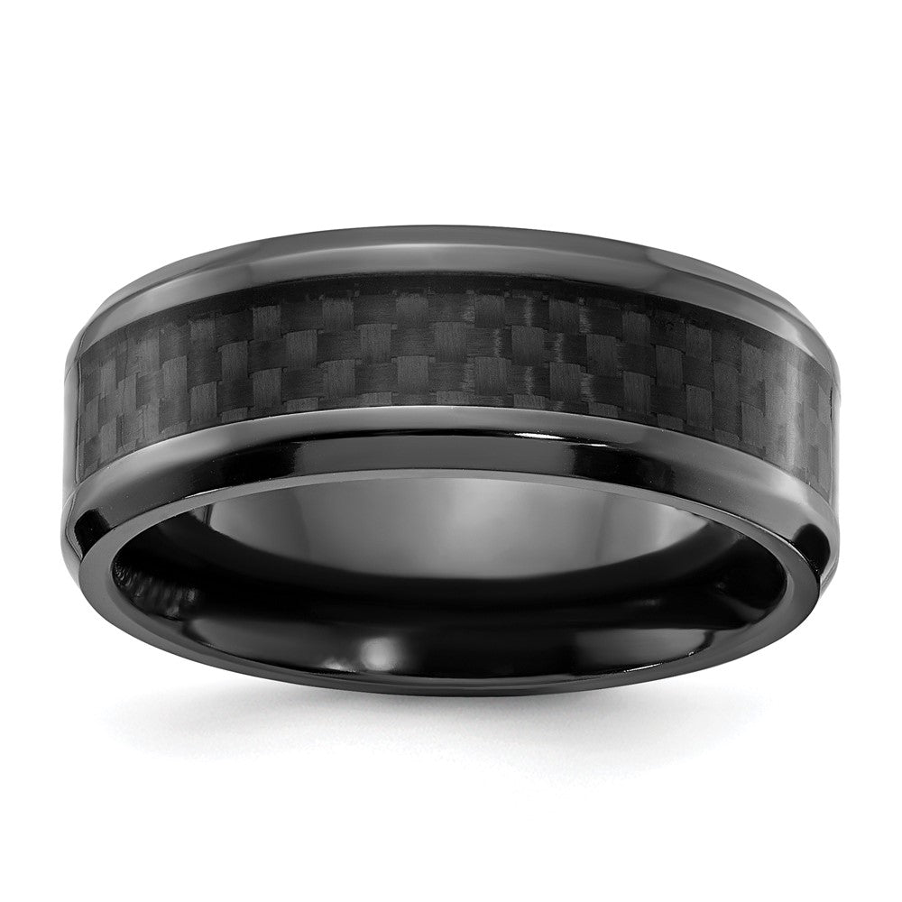 Chisel Black Zirconium Polished with Black Carbon Fiber Inlay 8mm Band