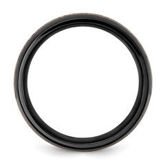Chisel Black Zirconium Polished Rose IP-plated with Antler Inlay 8mm Band