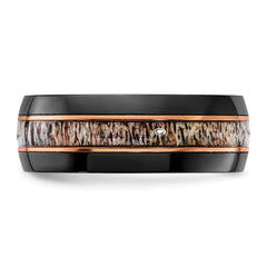 Chisel Black Zirconium Polished Rose IP-plated with Antler Inlay 8mm Band