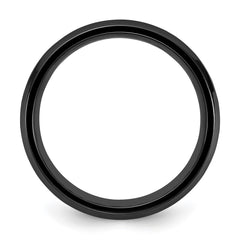 Chisel Black Zirconium Polished with Blue Imitation Opal Inlay 8.00mm Band