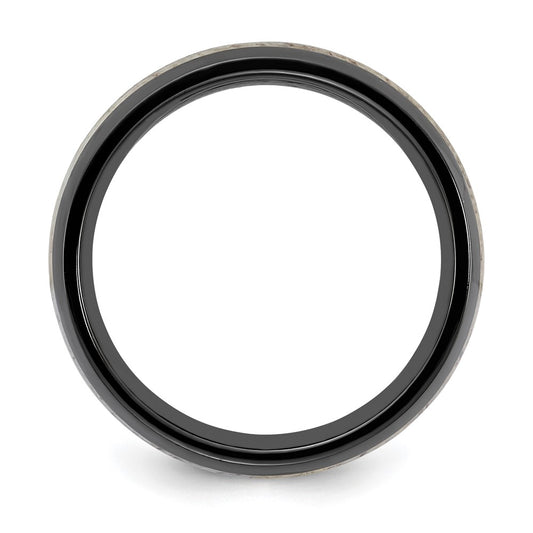 Chisel Black Zirconium Polished with White Antler Inlay 8.00mm Band