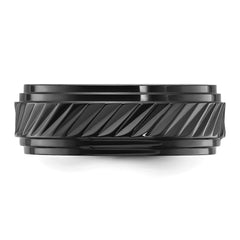 Chisel Black Zirconium Polished Grooved 8mm Band