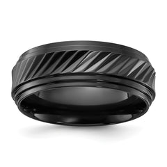 Chisel Black Zirconium Polished Grooved 8mm Band