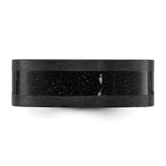 Chisel Black Zirconium Polished with Black Star Sandstone Inlay 8mm Band