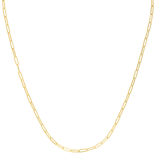 Yellow Gold Polished Paperclip Necklace