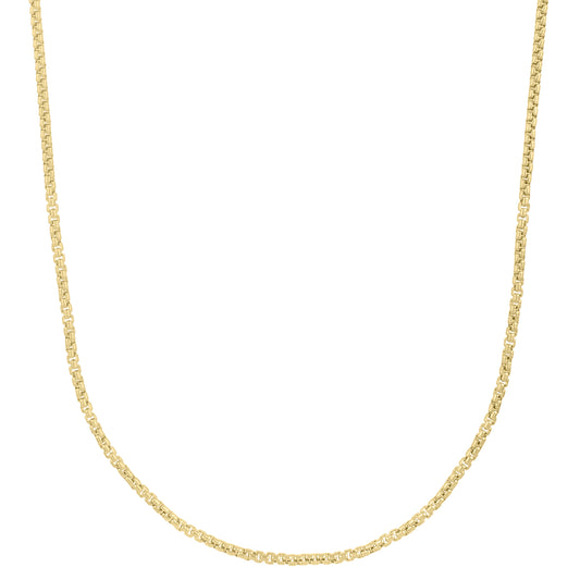 Yellow Gold Polished Solid Round Box Necklace