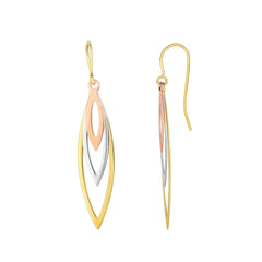 Tri-color Gold Polished Drop Earrings Earring