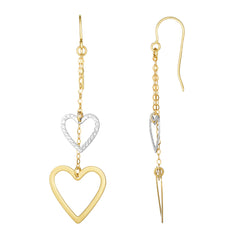 Two-tone Gold Diamond Cut/ Textured Drop Earrings Earring