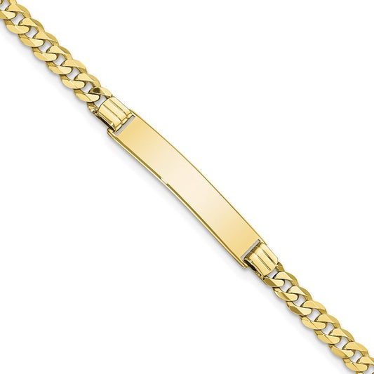 Quality Gold 10k Flat Curb Link ID Bracelet 10LID73