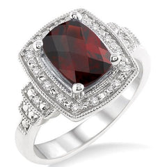 Parkplace Jewelers Silver Cushion Shape Gemstone & Diamond Ring 88108PPSSGTSLRG