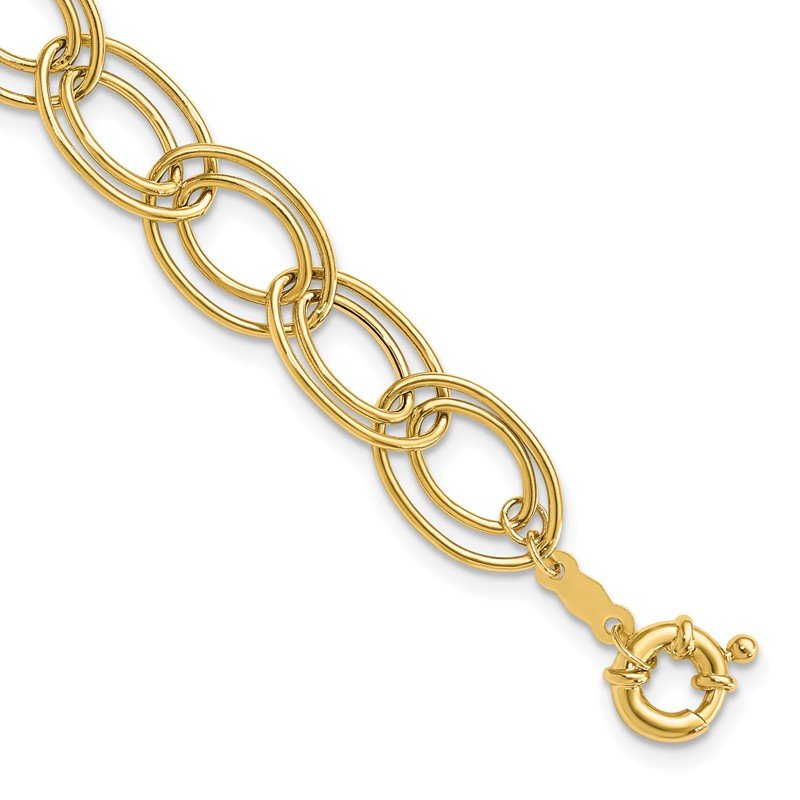 Quality Gold 14K Fancy Oval Link Bracelet SF1550-7.5