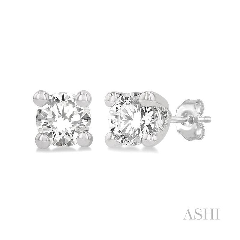 ASHI Round Shape Diamond Stud Earrings 66308PPFGERWG