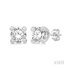 ASHI Round Shape Diamond Stud Earrings 66308PPFGERWG