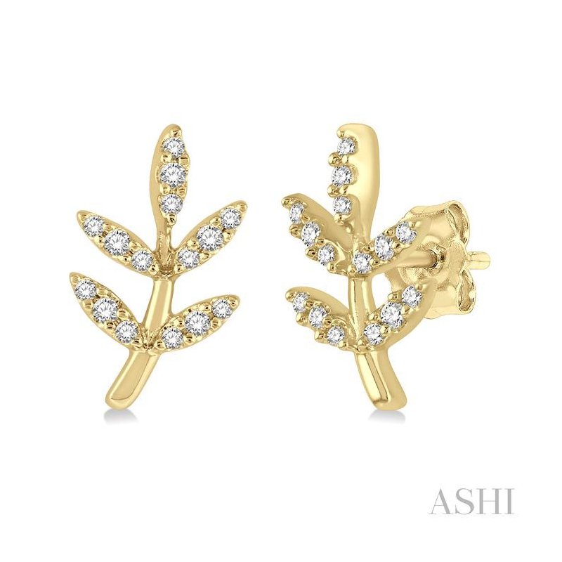ASHI Leaf Petite Diamond Fashion Earrings 648B8PPTSERYG