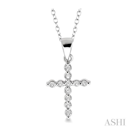 ASHI Silver Cross Petite Diamond Pendant 87068PPSSSLPD