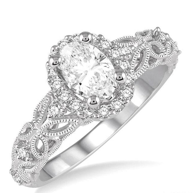 Parkplace Jewelers Oval Shape Semi-Mount Halo Diamond Engagement Ring 258E5PPFVWG-SM