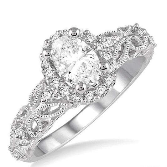 Parkplace Jewelers Oval Shape Semi-Mount Halo Diamond Engagement Ring 258E5PPFVWG-SM