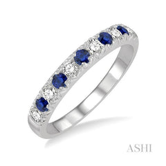 ASHI 11 Alternate Gemstone & Diamond Wedding Band 46506PPFGSPWG