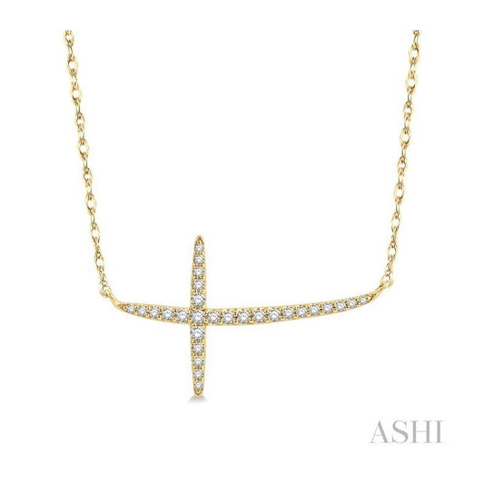 ASHI Sideway Cross Diamond Necklace 994F0PPTSNKYG