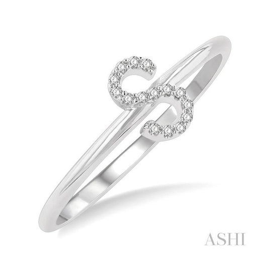 ASHI Block 'S' Initial Diamond Ring 365D9PPTSWG-S
