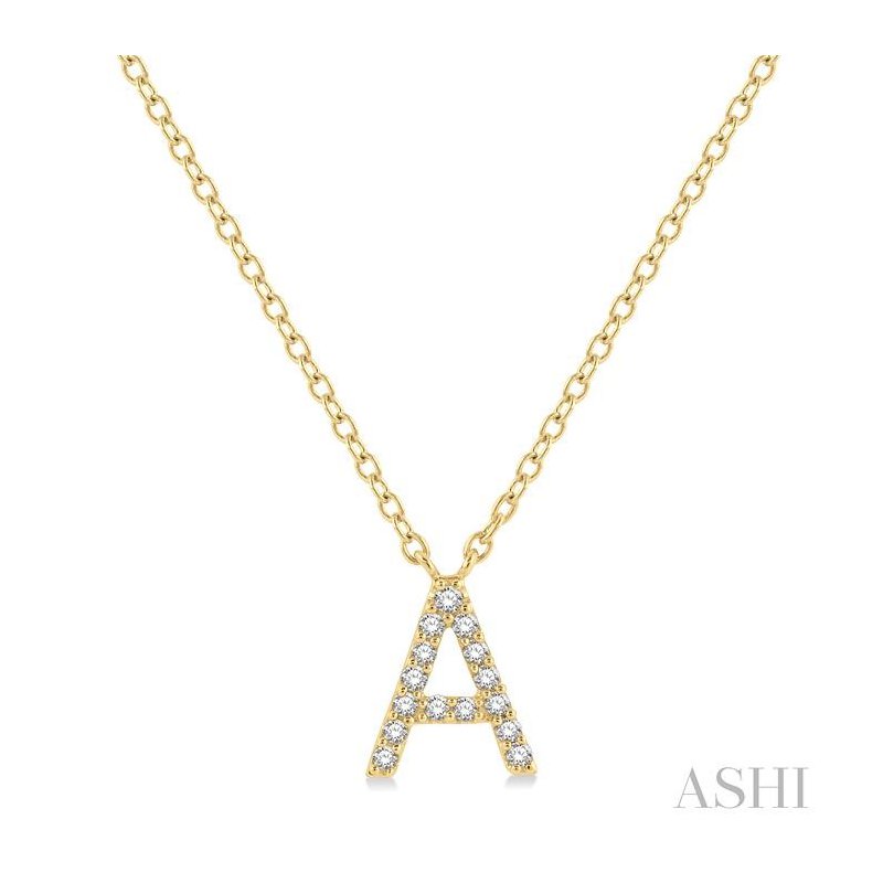 ASHI Block 'A' Initial Diamond Pendant 912F9PPFSPDYG-A