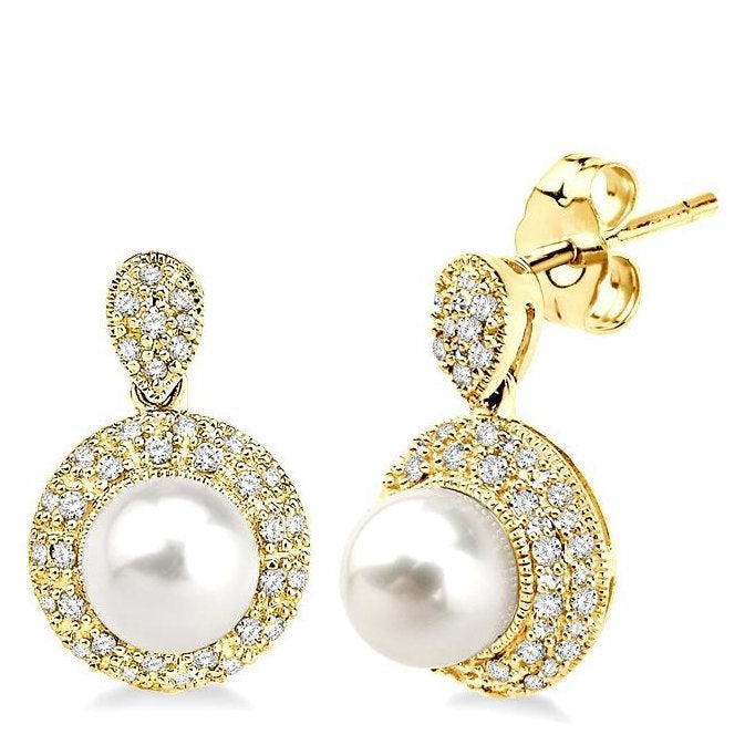 Parkplace Jewelers Pearl & Halo Diamond Earrings 56625PPFSERYG