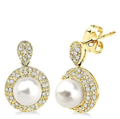 Parkplace Jewelers Pearl & Halo Diamond Earrings 56625PPFSERYG
