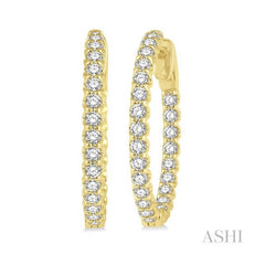 ASHI Inside-Out Diamond Hoop Earrings 622B0PPFGERYG-1.50