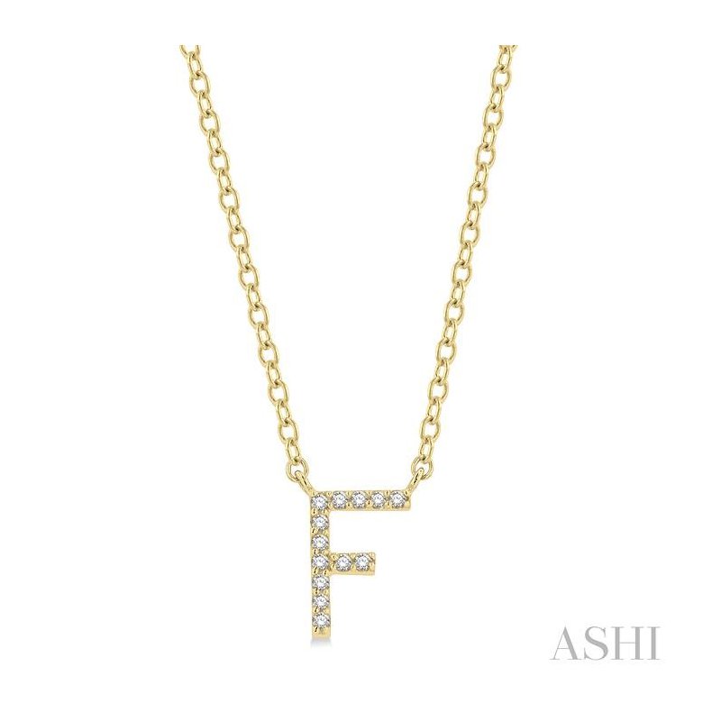 ASHI Block 'F' Initial Diamond Pendant 912F9PPTSPDYG-F