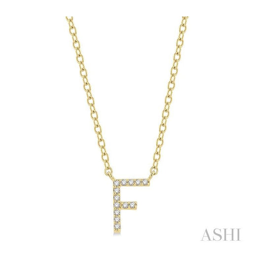 ASHI Block 'F' Initial Diamond Pendant 912F9PPTSPDYG-F