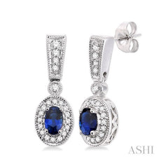 ASHI Oval Shape Gemstone & Halo Diamond Earrings 58345PPFNERSPWG